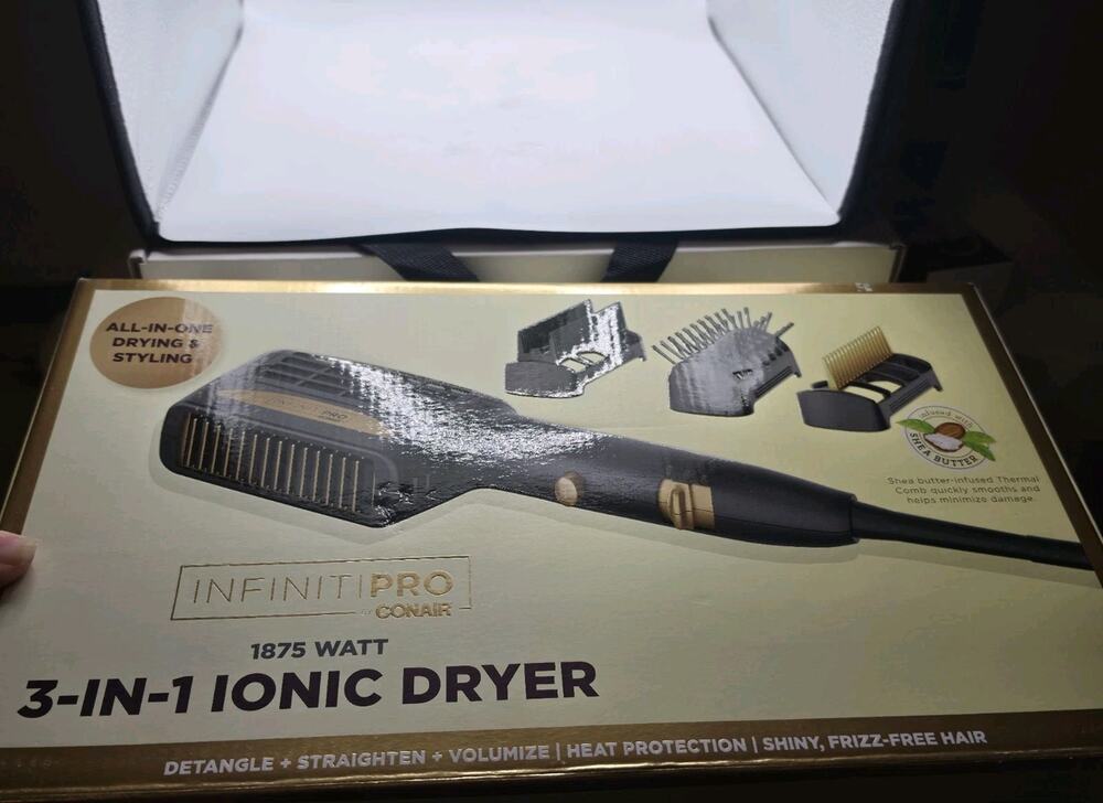 InfinitiPro by Conair 1875 Watt 3-in-1 Ionic Dryer - With 3 Attachments Tested